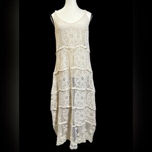 POL Cream Crochet Maxi Dress